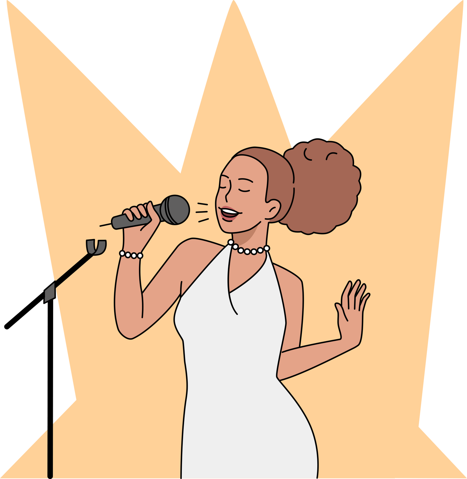 African American woman singing on stage